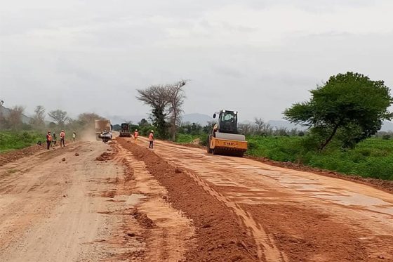 La route Mora-Tchakamari en construction                                                